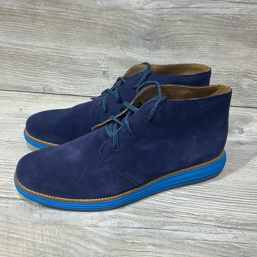 Cole Haan LunarGrand Chukka Boots Mens Size 13 M Blue Suede C13627 Desert Preppy